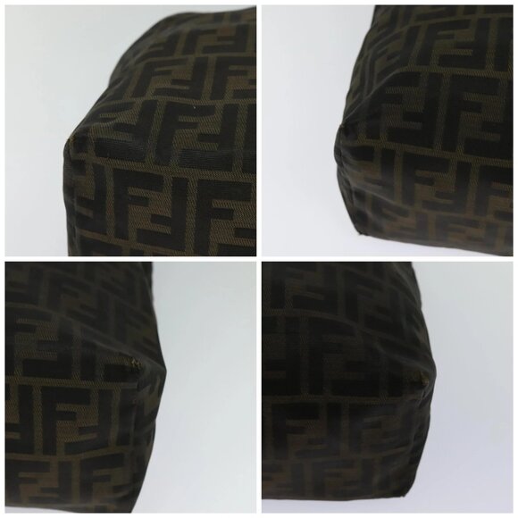 FENDI Zucca Canvas Tote Bag Nylon Brown Black Auth bs27180 - Picture 15 of 16